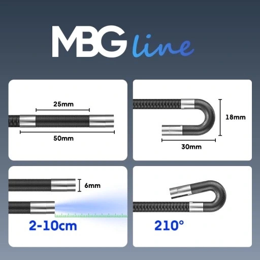 Kamera Inspekcyjna RUCHOMA GŁOWICA 720° Endoskop Boroskop IP67 Warsztatowa MBG Line S50